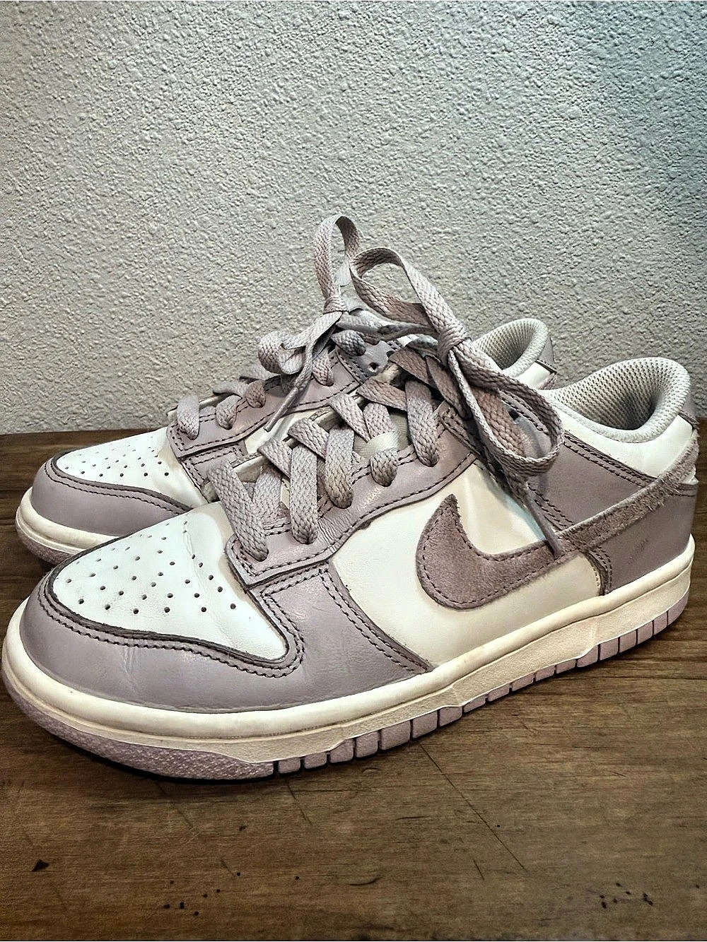 Nike Dunk Low Kids 3.5Y White Lavender Purple Suede Swoosh FB9109-122